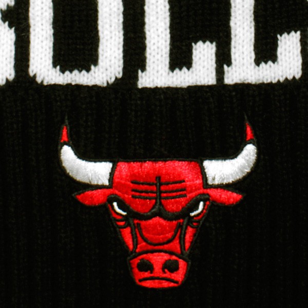 Bonnet Chicago Bulls Mitchell & Ness – Gris/rouge/noir, Pompon, Livraison Gratuite