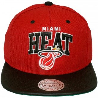 Casquette Snapback Mitchell & Ness - NBA Leather Team Arch - Miami Heat