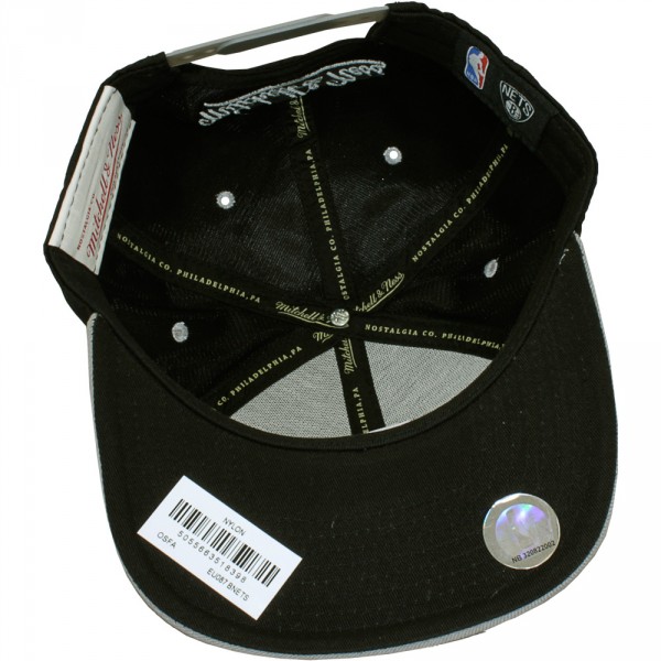 Casquette Snapback Mitchell & Ness Brooklyn Nets - Noire, Logo Brodé, Taille Unique - 3