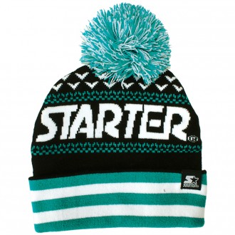 Bonnet Starter - Jaquard Bobble - Black / Teal