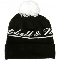 Bonnet Mitchell & Ness - M&N Script Cuffed Knit - Black / White