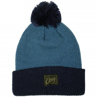 Bonnet Obey - Old Timey Pom Pom Beanie - Mineral Blue / Navy
