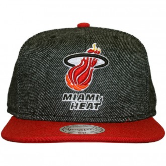 Casquette Snapback Mitchell And Ness - NBA Reverse Wool - Miami Heat - Black/Red