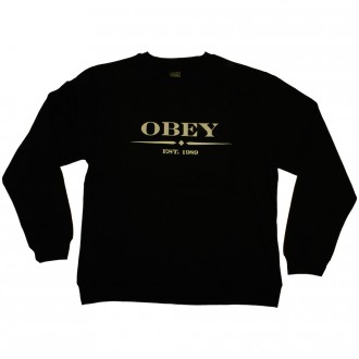 Sweat Shirt Obey - Au Courant - Crew Neck Fleece - Black