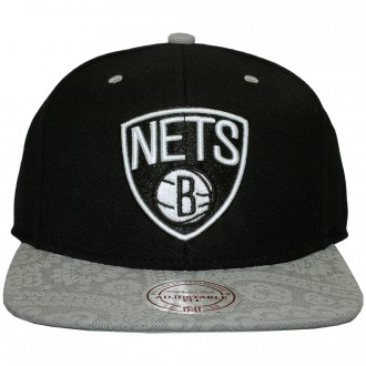 Casquette Snapback Mitchell And Ness - NBA Paisley Print - Brooklyn Nets - Black / Grey