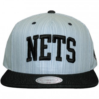 Casquette Snapback Mitchell And Ness - NBA Striped Denim Arch - Brooklyn Nets - Blue / Navy