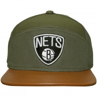 Casquette 6 Panel Hybrid Mitchell And Ness - NBA Canvas Horizon - Brooklyn Nets - Green / Brown