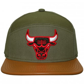 Casquette 6 Panel Hybrid Mitchell And Ness - NBA Canvas Horizon - Chicago Bulls - Green / Brown