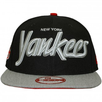 Casquette Strapback New Era - 9Fifty MLB Team Script Heather - New York Yankees - Navy / Grey