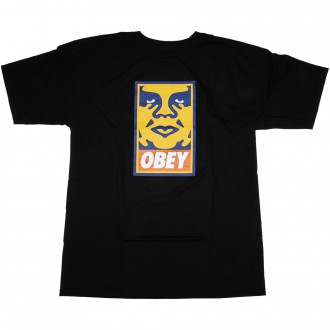 T-Shirt Obey - Orange Icon Face - Black