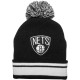 Bonnet Mitchell And Ness - NBA Stripe Knit - Brooklyn Nets - Black / White