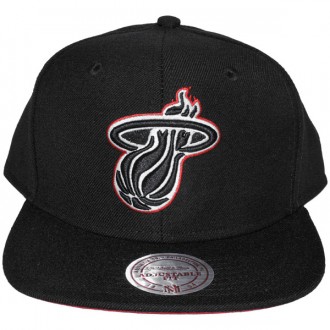 Casquette Snapback Mitchell & Ness - NBA Vintage Black & White Logo - Miami Heat
