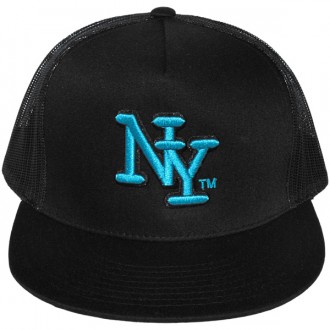 Casquette Filet Yupoong - NY - Noir / Turquoise