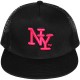 Casquette Filet Yupoong - NY - Noir / Rose
