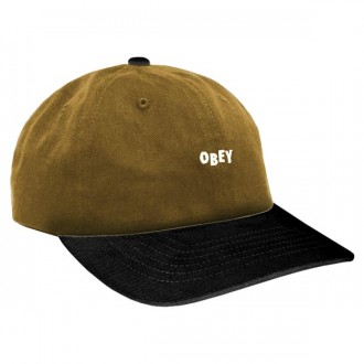 Casquette 6 Panel Obey - 90's Jumble 6 Panel Snapback - Bone Brown / Black