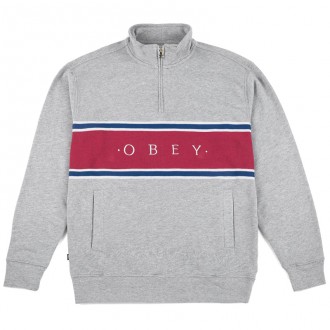 Sweatshirt Obey - Palisade Mock Neck Zip - Heather Grey