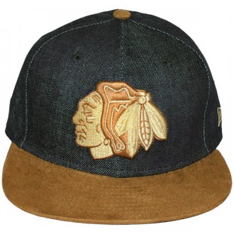 Casquette Snapback New Era - 9Fifty NHL Denim Suede - Chicago Blackhawks