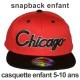 Casquette Snapback Enfant KB Ethos - Chicago - Rouge / Noir