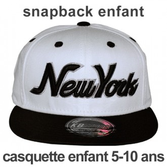 Casquette Snapback Enfant KB Ethos - New York - Blanc / Noir