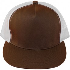 Casquette Filet Yupoong - Blanc / Front et visière marron