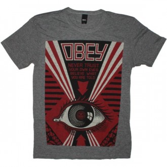 OBEY Tri-Blend T-Shirt - Never Trust Your Eye - Heat