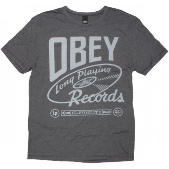 OBEY Vintage Heather T-Shirt - Obey Long Playing Records - Black